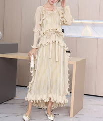 Luxury Plisse Ruffled Tiered Dress