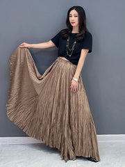 HEYFANCYSTYLE Elegant Pleated Elastic Waist Skirt