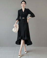 Luxury High-Low Pleated Dress