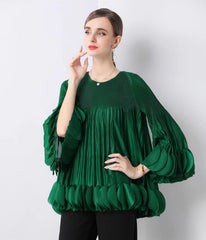 Luxury Pleated Bell Sleeve Top