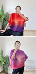 Pleated Ombre Blouse Top