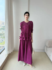 Plissé Beaded 2-Piece Trouser Set