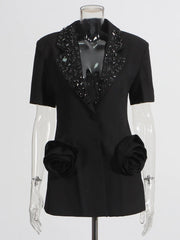 Luxury Sequin Rose Pant Suit Set