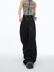 Designer Black Baggy High-Waist Pants