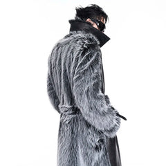 Men’s Luxury Faux Leather Fur Extra Long Coat