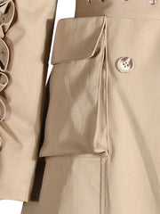 Luxe Pearl Ruffle Trench Coat