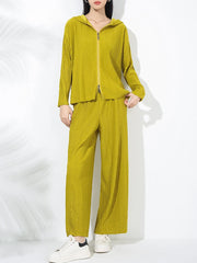 Couture Plissé Pleated Hoodie & Flared Trousers