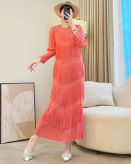 Luxury Tassels Plissé Dress