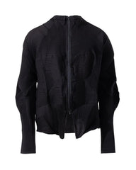Luxe Geometric Plissé Zip Jacket