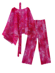 Women's 2-Piece Watercolor Pleated Pants Set