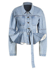 Avant-Garde Peplum Denim Jacket