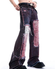 Men's Baggy Extra Distressed Sequin Jeans