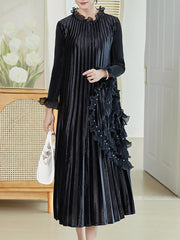 Truly Plissé Beaded Ruffle Dress