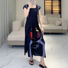Signature Pleated Plissé Midi Dress