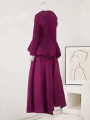 Peplum Pleated Top & Skirt Set