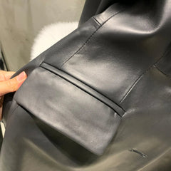 Luxury Leather Trench with Fox Fur