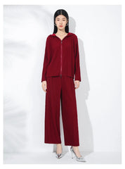 Couture Plissé Pleated Hoodie & Flared Trousers