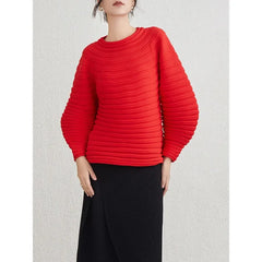 Thick Pleats Balloon-Sleeve Top