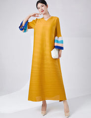 Elegant Pleats Tiered Cuffs Dress