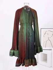 Pleated Sleeveless Dress & Shawl Set