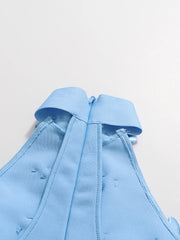 Elegant 3D Floral Halter-Neck Dress