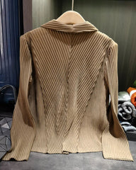 Thick Pleated Draped Cardigan