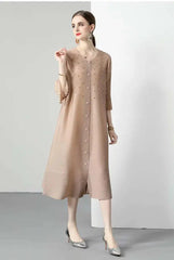 Premium Pleated Blouse Dress
