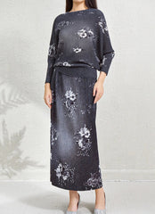 Luxury Floral Plissé Skirt Set