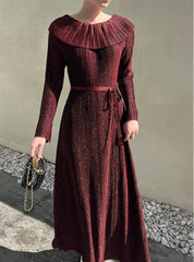 Pleated Off-Shoulder Dress