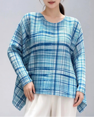 Plissé Asymmetrical Blouse Top