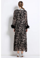Luxury Animal Print Pleated Dress