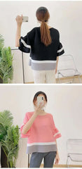 Truly Pleated Stripe 3/4 Sleeve Top