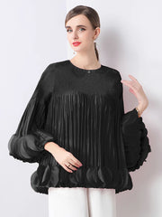 Luxury Pleated Bell Sleeve Top