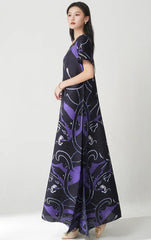 Pleated Geometric Lines Dress