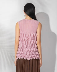 Bubble Pleated Sleeveless Top