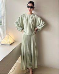 Luxury Flowy Plisse Skirt Set