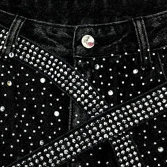 Men's Japanese Streetwear Rhinestone Baggy Jeans