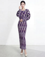 Luxury Pleated Balloon Sleeve Dress
