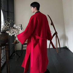 Men's Signature Red Wool-Blend Overcoat