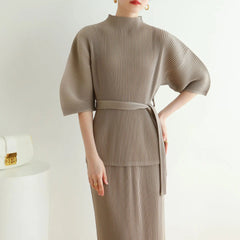 Plissé Flared Sleeves Top