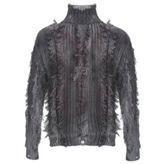 Men's Luxury Streetwear Distressed Turtleneck Sweater