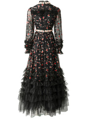 Luxury Tulle Embroidered Dress