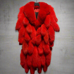 Genuine Fox Fur Tail Oversized 2-in-1 Coat