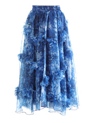 Floral Appliqué Pull-On Skirt