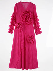 Pleated 3D Ruffle Floral Dress