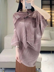 Luxury Travel Plissé Poncho Top
