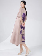 Women's Elegant Japanese Pleated Floral Dress