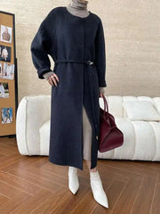 Luxury Wool-Blend Scarf Coat