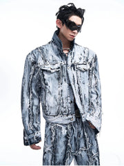 Men's Retro Distressed Denim Two Piece Set