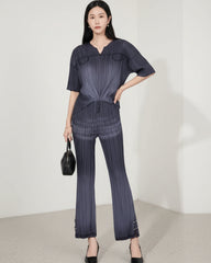 Ombre Denim Plisse Pants Set
